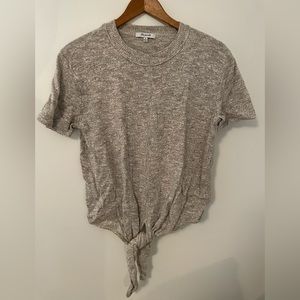 Madewell Tie Front Knit Short Sleeve Sweater Size M